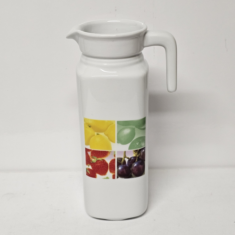 Stokes Sur La Table Ceramic Pitcher – Fruit Design – 9.75"